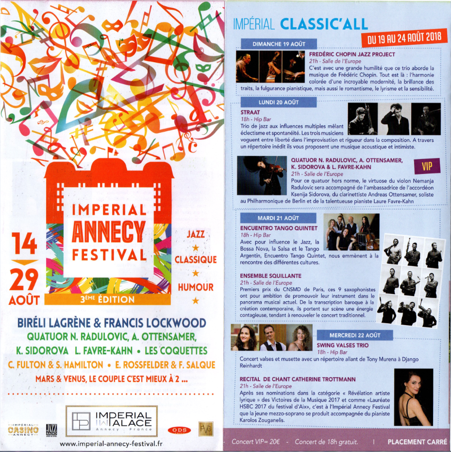 Piero iannetti, Frédéric Chopin en jazz, concert à l'impérial palace d'Annecy
